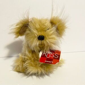 Russ Berrie Sparkle Plush Dog 5” Tan Long Hair Stuffed Animal Toy VTG #24050 NWT